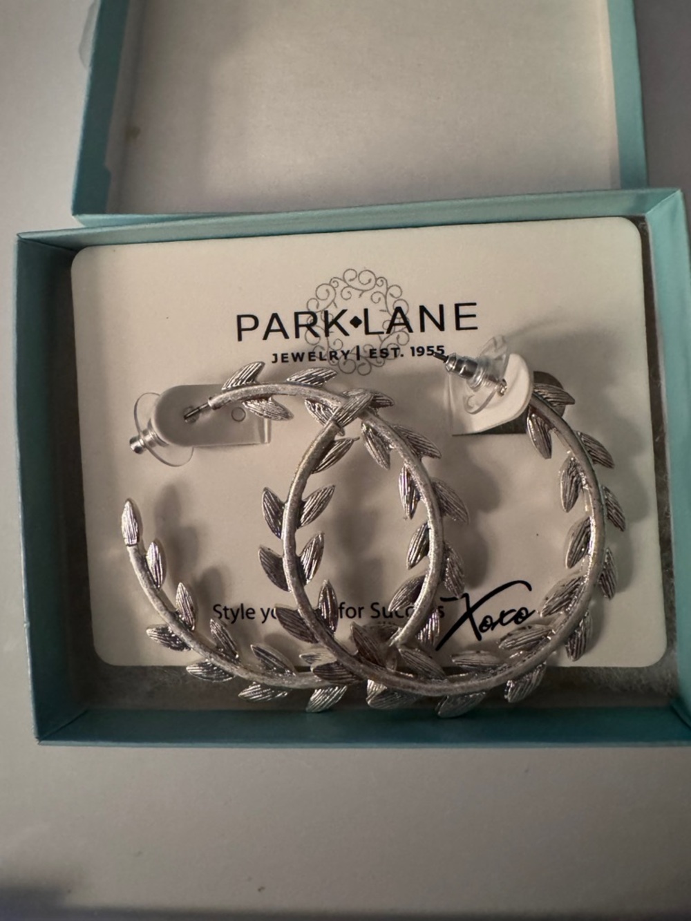 Park Lane Silver Leaf Hoop Earrings